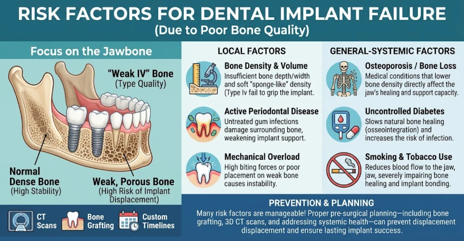 Dental Implant Displacement in Weak Jawbone infographic